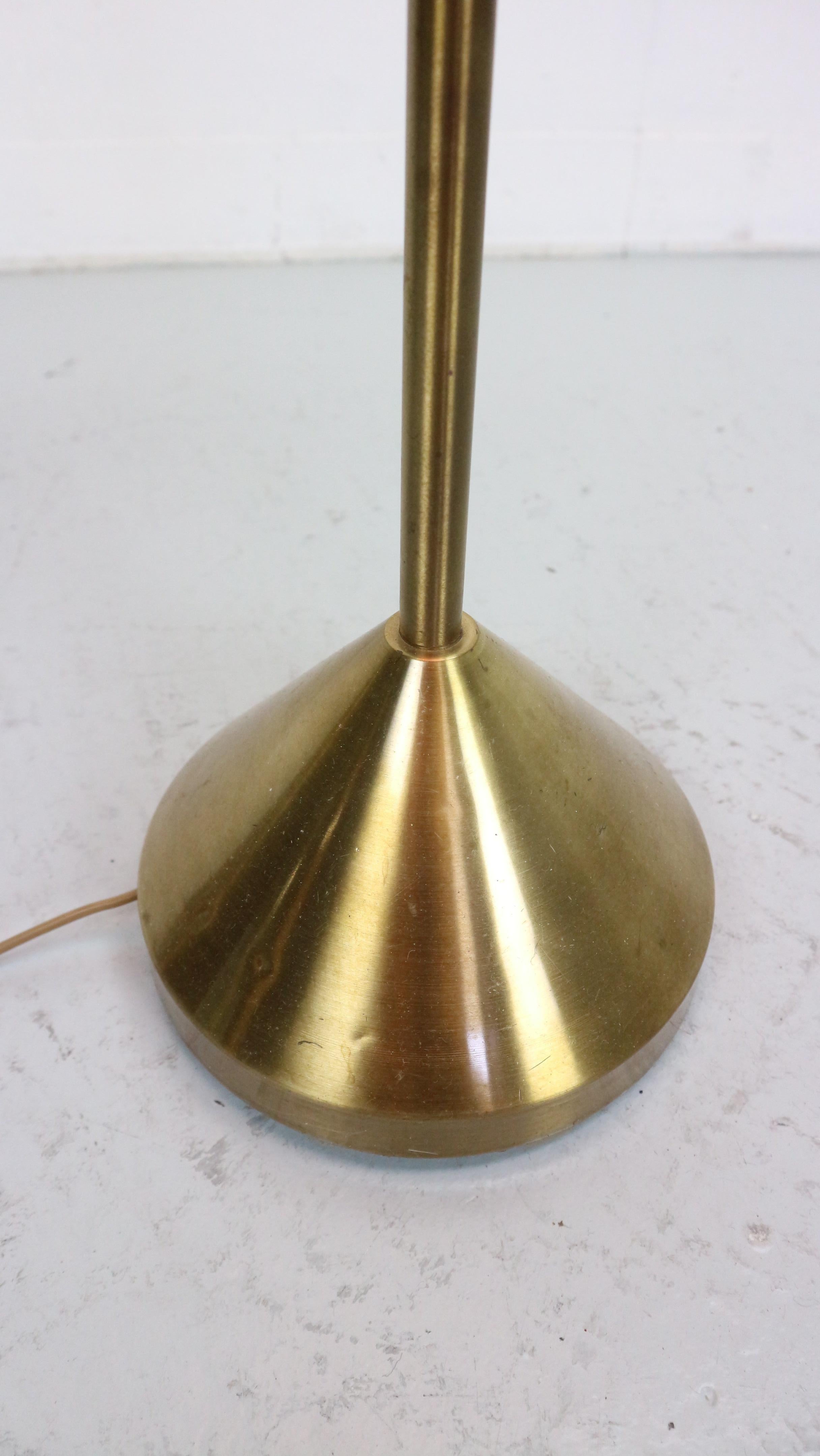Danish vintage brass and teak floorlamp with wool shade 1960s  For Sale 16