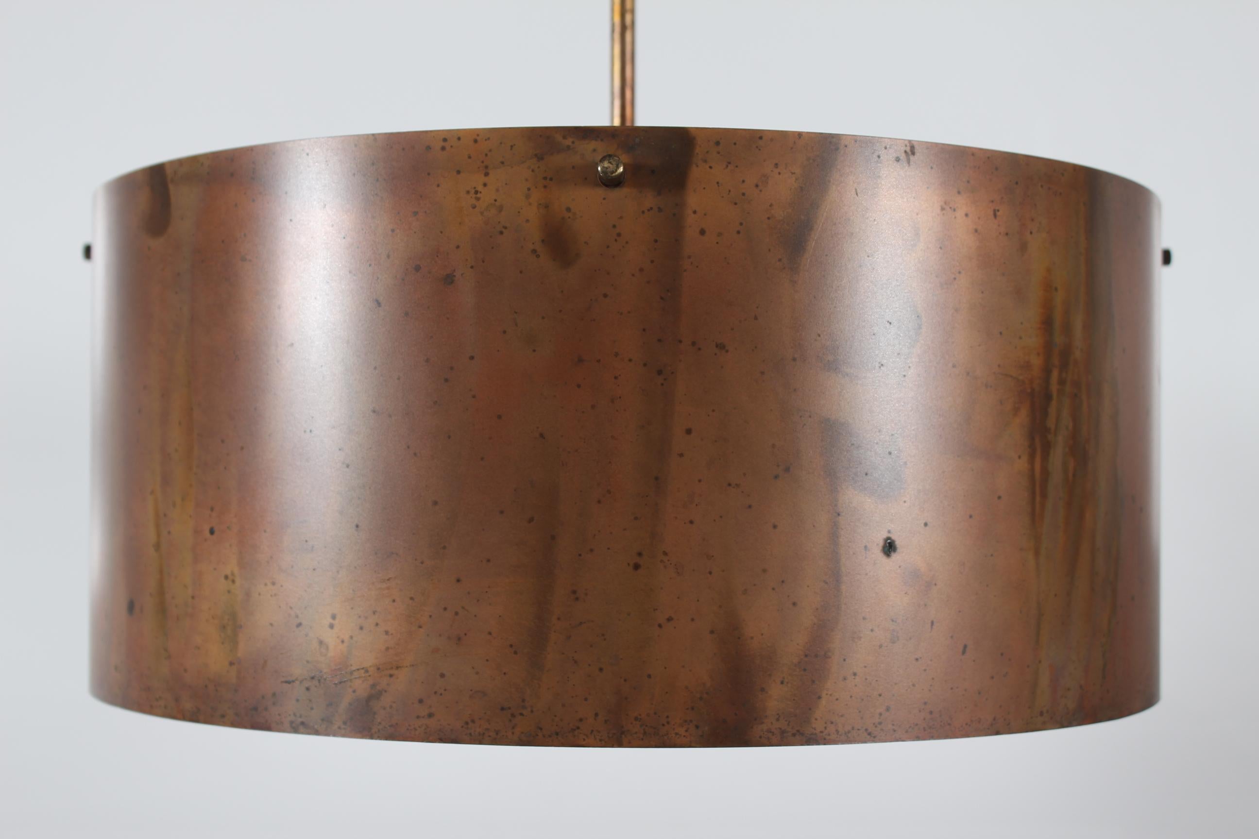 Danish Vintage Brutalist Copper Pendant in Friis & Moltke Style 1970s In Good Condition For Sale In Aarhus C, DK