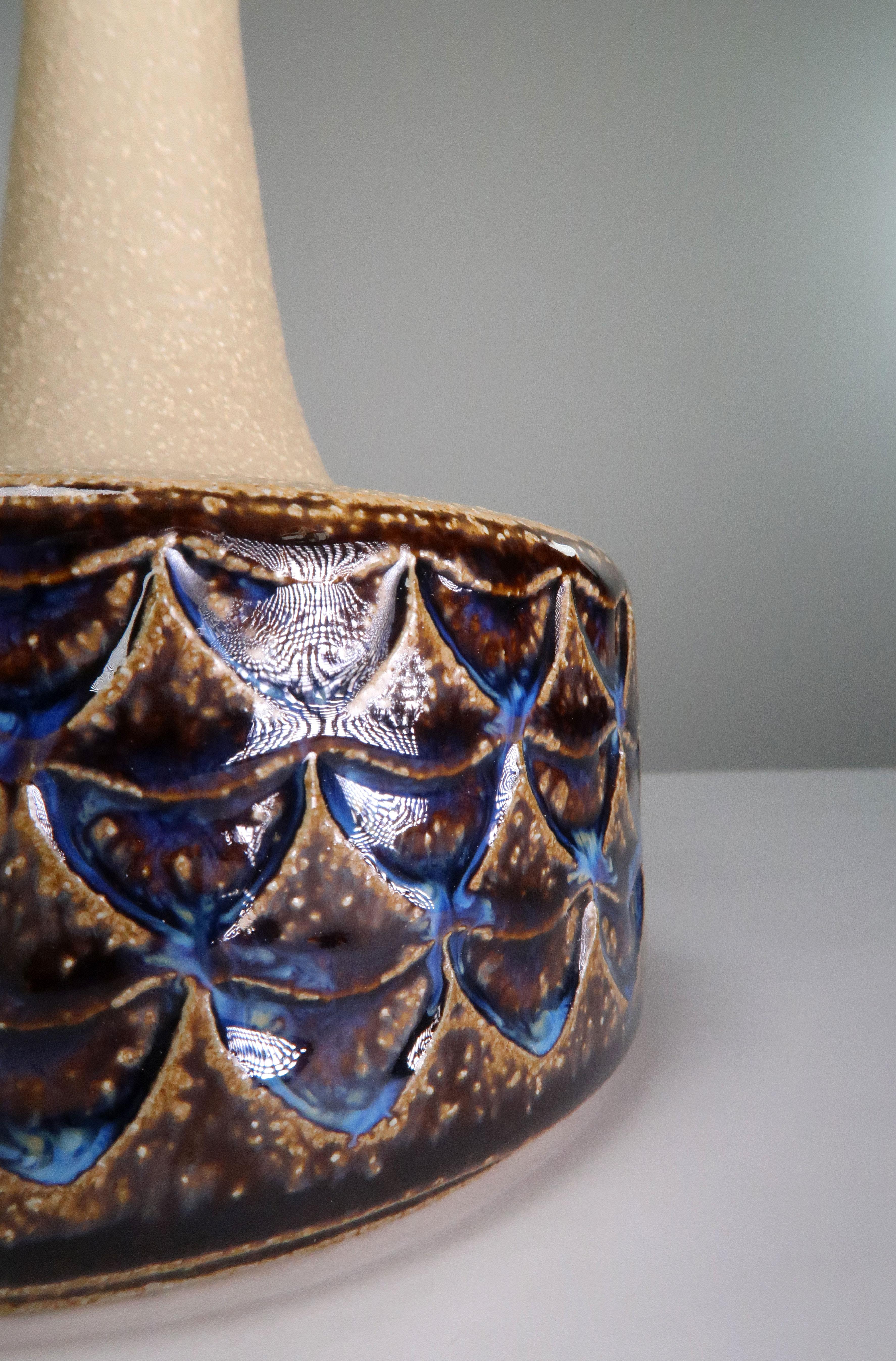 Mid-20th Century Danish Vintage Ceramic Blue, Brown Table Lamp by Søholm, 1960s