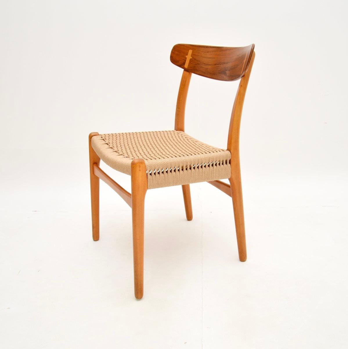 Mid-Century moderno Sedia vintage danese CH-23 di Hans Wegner per Carl Hansen in vendita