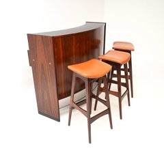 Danish Vintage Drinks Bar and Stools by Erik Buch and Johannes Andersen