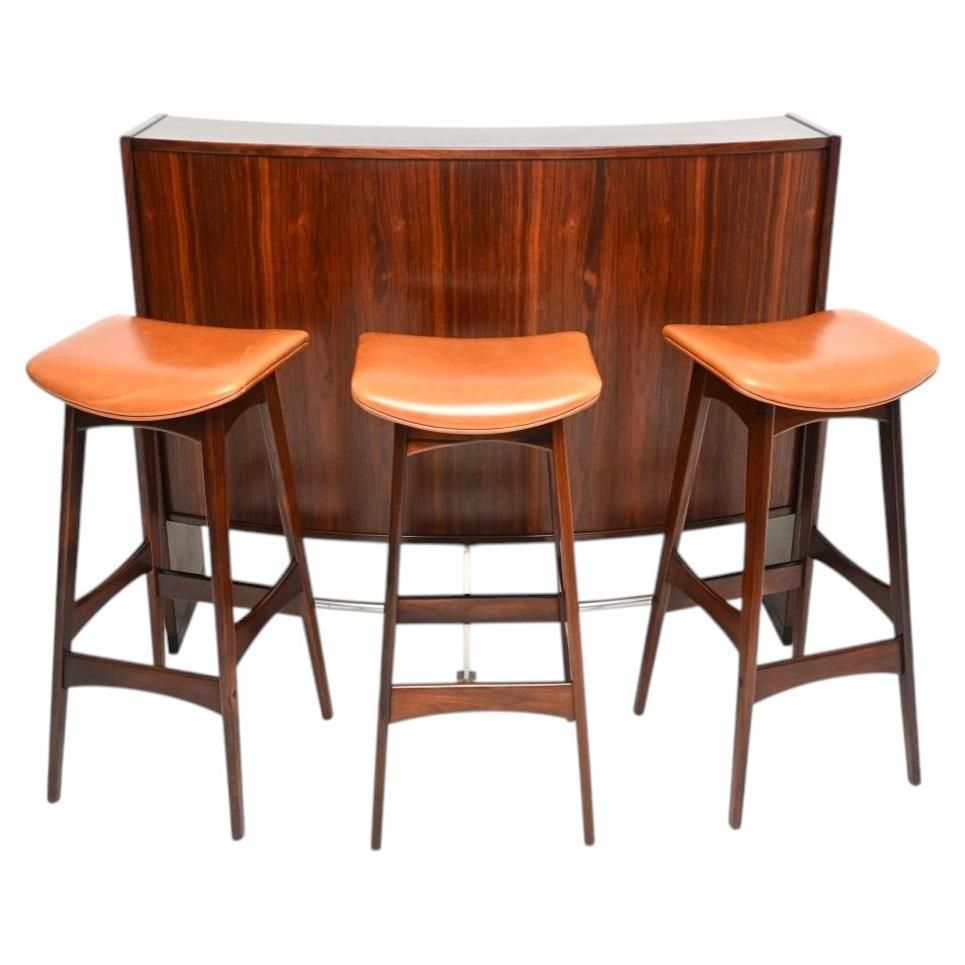 Danish Vintage Drinks Bar and Stools by Erik Buch and Johannes Andersen For Sale
