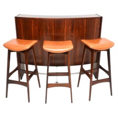 Danish Vintage Drinks Bar and Stools by Erik Buch and Johannes Andersen