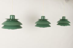 Danish Vintage Green Ceiling Pendants by Horn Belysning 1960s