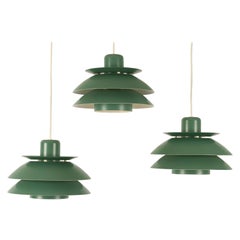 Danish Vintage Green Ceiling Pendants by Horn Belysning 1960s