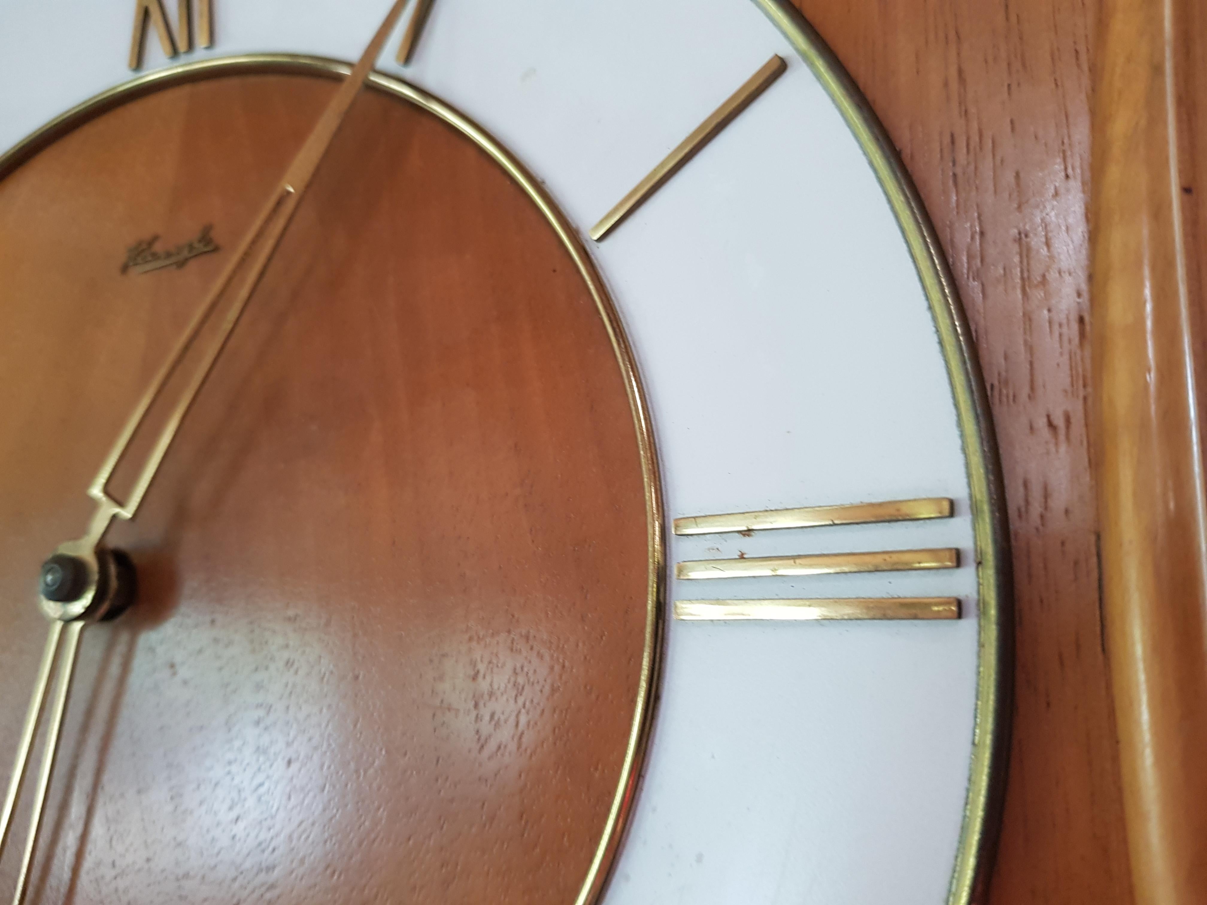 Danish Vintage Hanging Clock by M. Christiensen & Søn, 1960s, Teak Wood For Sale 4