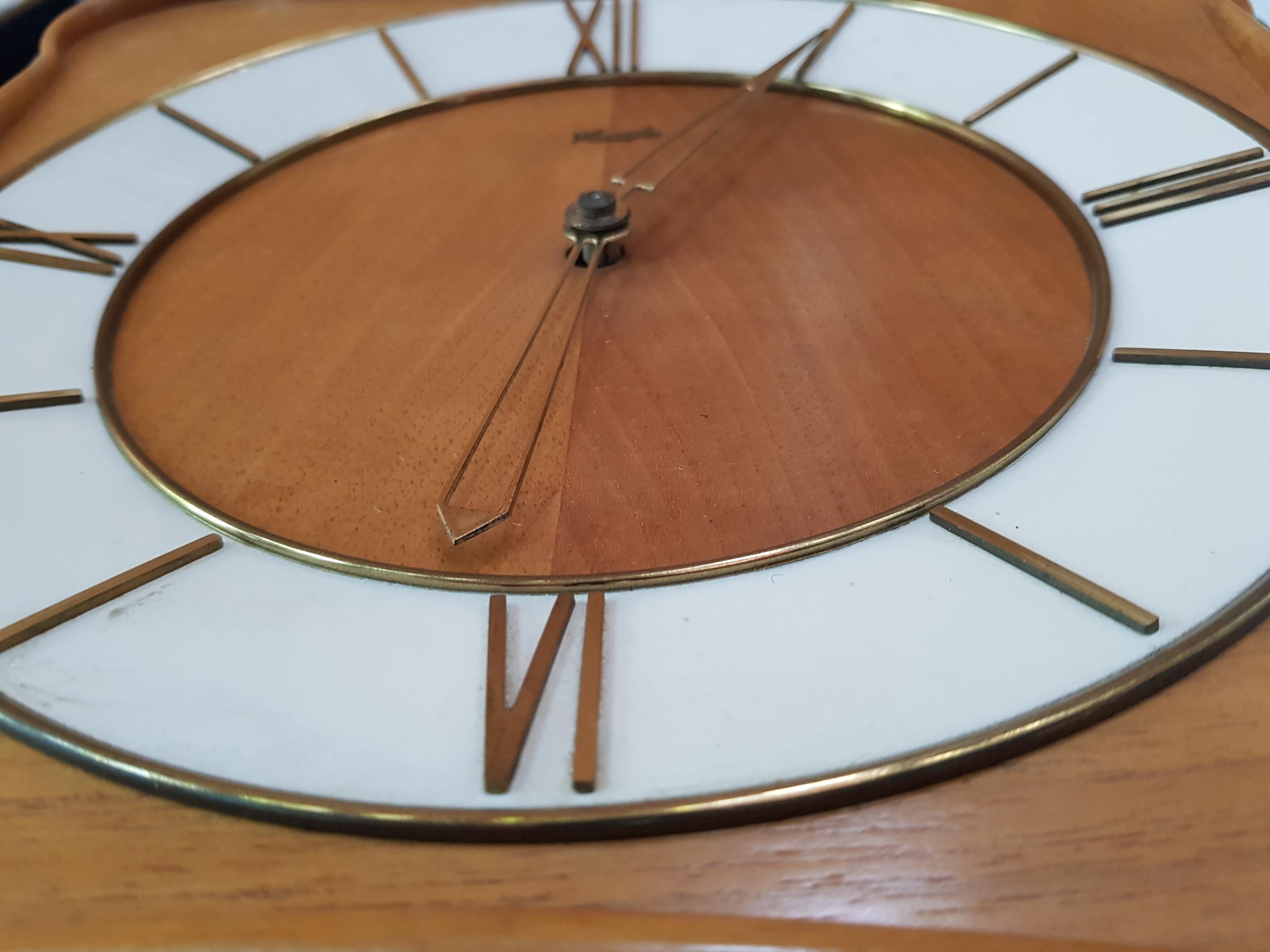 Danish Vintage Hanging Clock by M. Christiensen & Søn, 1960s, Teak Wood For Sale 6
