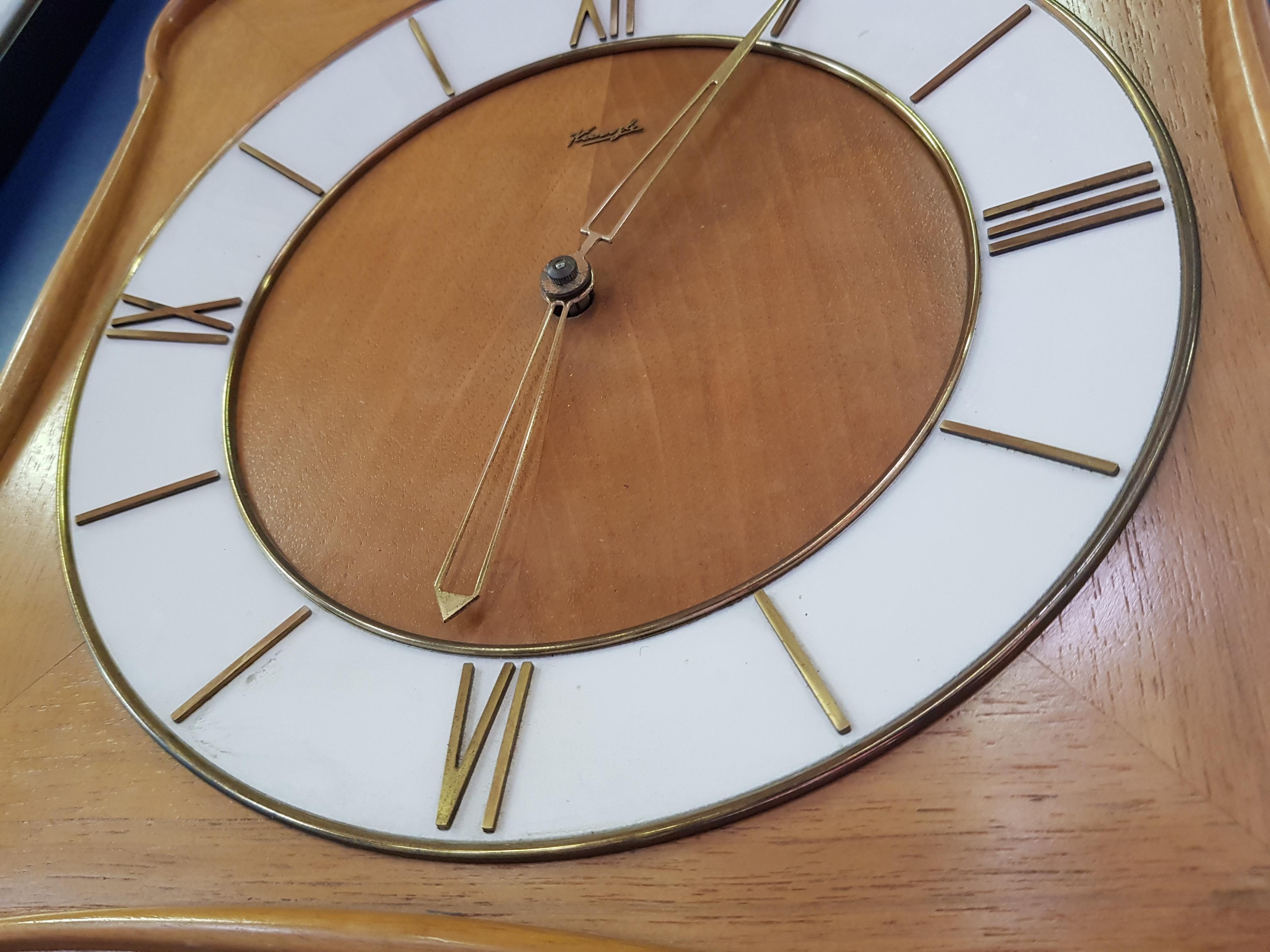 Mid-20th Century Danish Vintage Hanging Clock by M. Christiensen & Søn, 1960s, Teak Wood For Sale