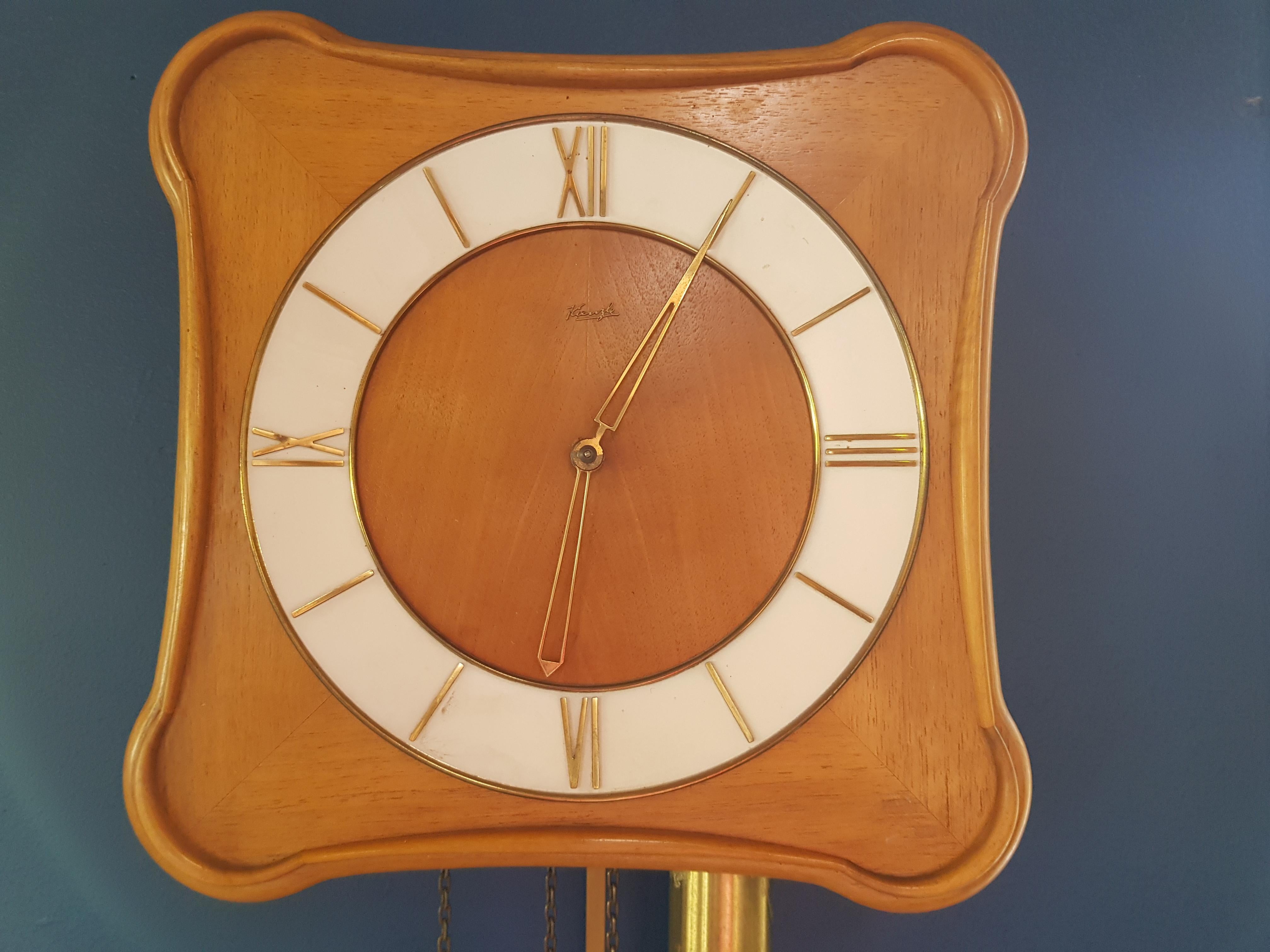 Danish Vintage Hanging Clock by M. Christiensen & Søn, 1960s, Teak Wood For Sale 3