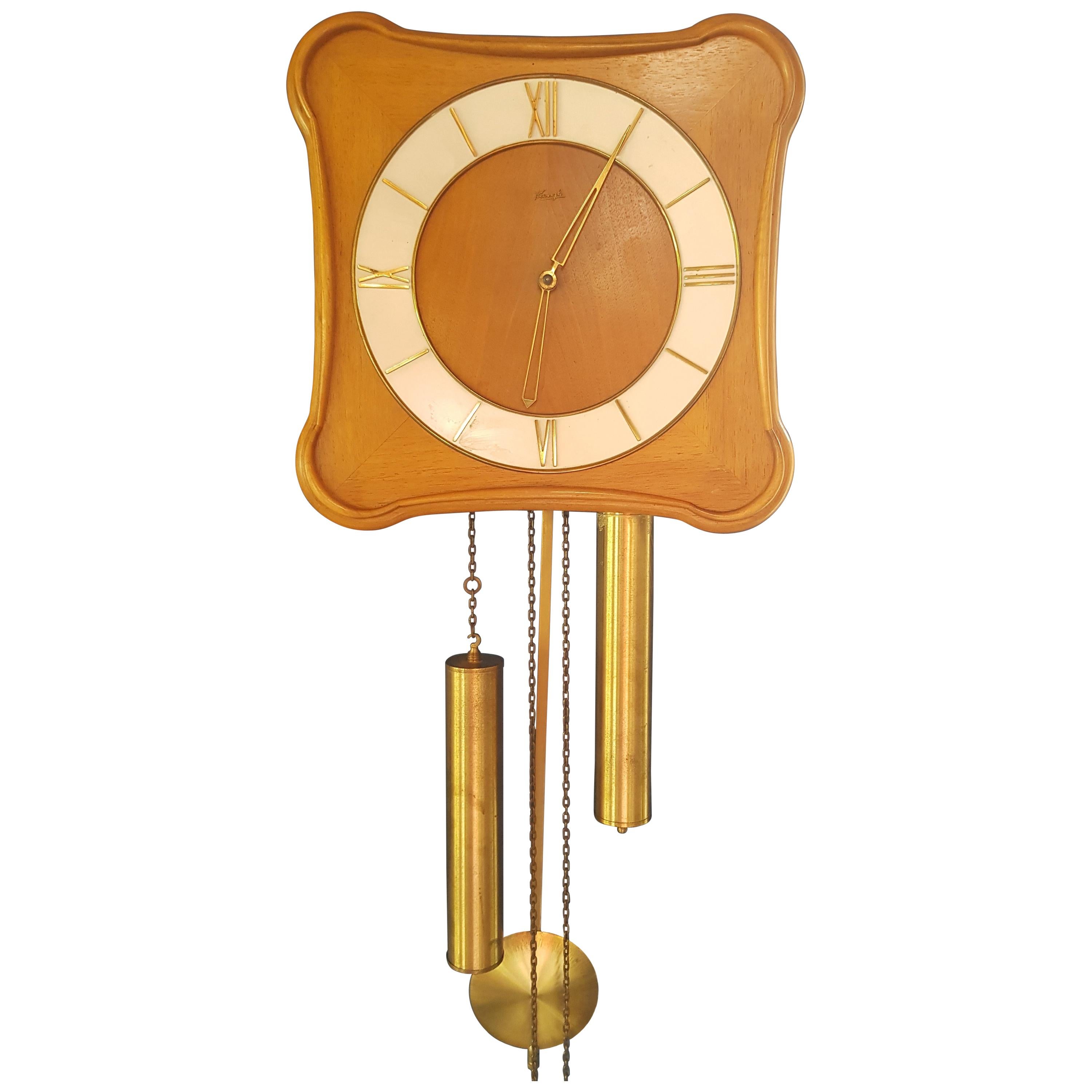 Danish Vintage Hanging Clock by M. Christiensen & Søn, 1960s, Teak Wood For Sale