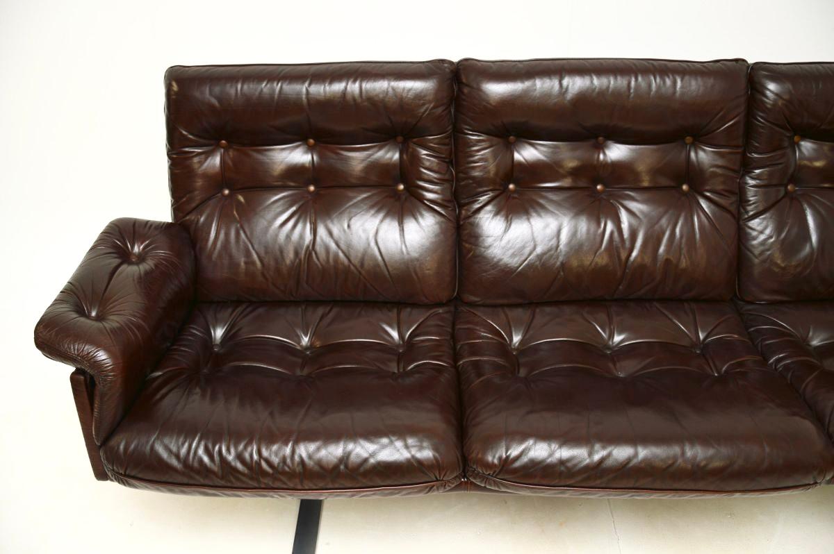 Sofá danés vintage de piel y cromo de Ebbe Gehl y Soren Nissen 4