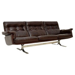 Dänisches Vintage-Sofa aus Leder und Chrom von Ebbe Gehl und Soren Nissen