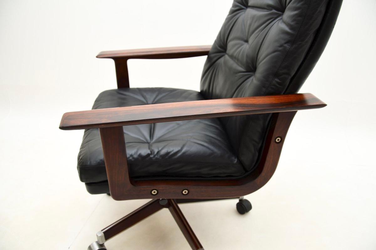 Danish Vintage Leather Desk Chair by Arne Vodder en venta 3
