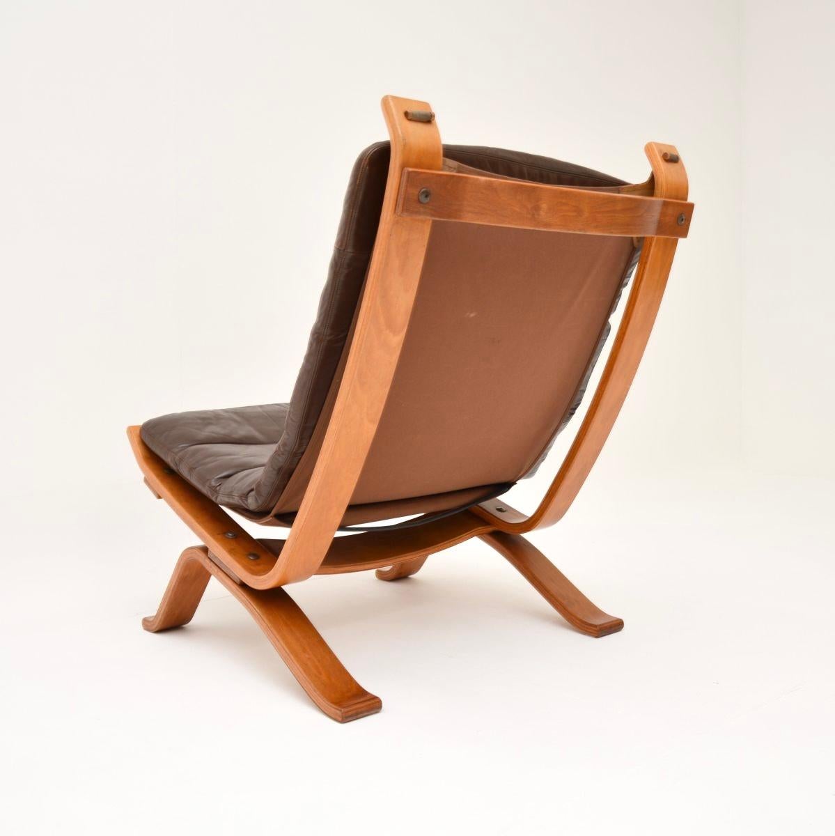 Danish Vintage Leather Lounge Chair by Bramin 1