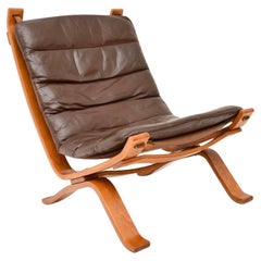 Danish Retro Leather Lounge Chair by Bramin