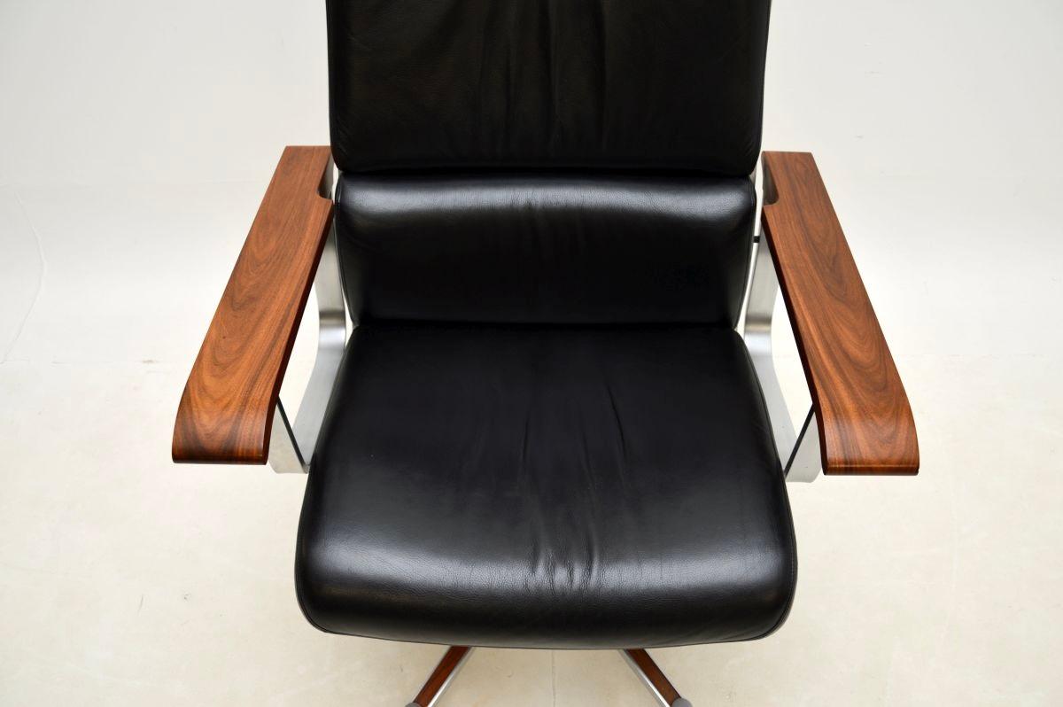 Dänischer Dreh-Schreibtischstuhl aus Leder im Vintage-Stil von Arne Vodder für Sibast im Angebot 1