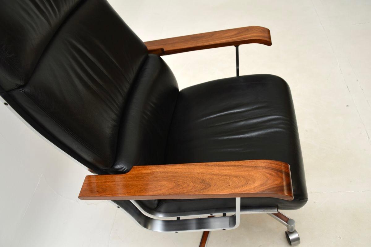 Dänischer Dreh-Schreibtischstuhl aus Leder im Vintage-Stil von Arne Vodder für Sibast im Angebot 2