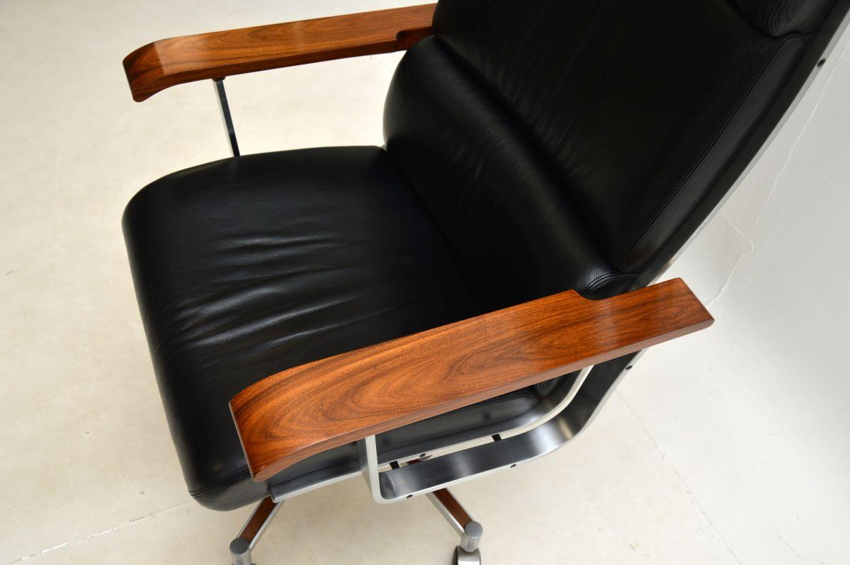 Dänischer Dreh-Schreibtischstuhl aus Leder im Vintage-Stil von Arne Vodder für Sibast im Angebot 3