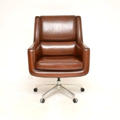 Danish Vintage Leather Swivel Desk Chair