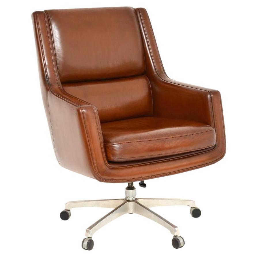Danish Vintage Leather Swivel Desk Chair