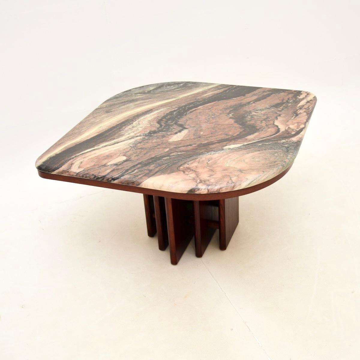 Mid-Century Modern Danish Vintage Marble Top Coffee Table