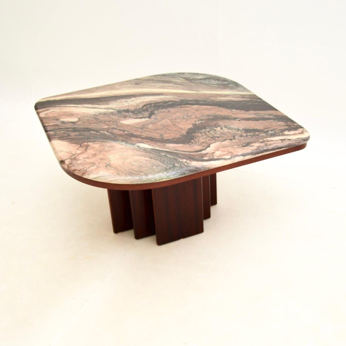 Danish Vintage Marble Top Coffee Table In Good Condition In London, GB