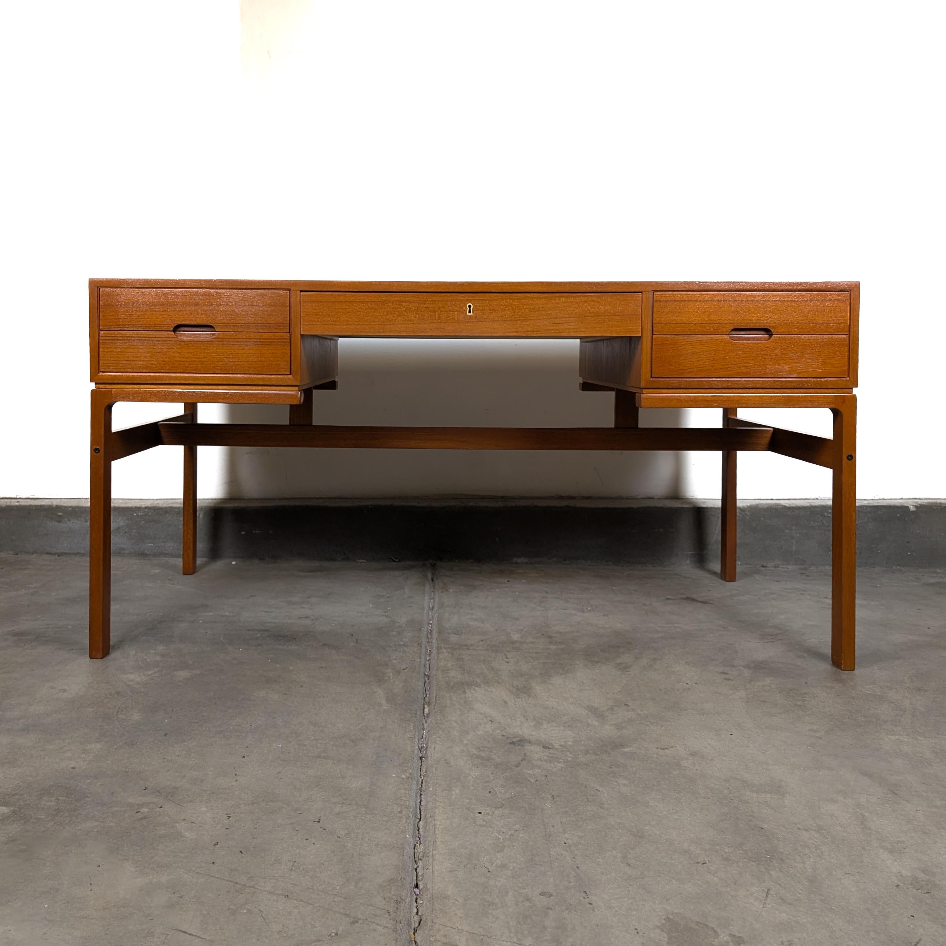 Danish Vintage Mid Century Modern Teak Desk by Arne Wahl Iversen, c.1960s For Sale 13