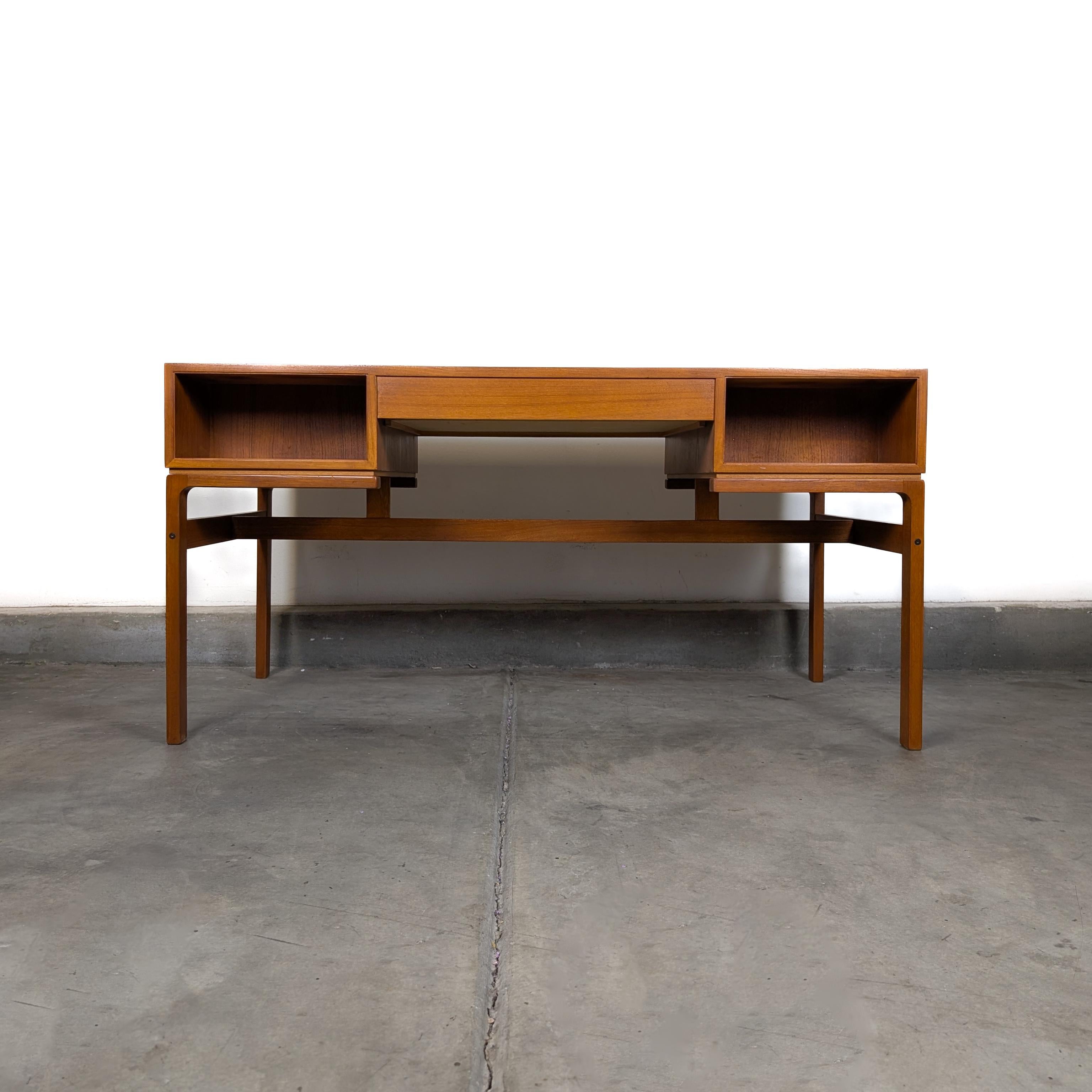 Danish Vintage Mid Century Modern Teak Desk by Arne Wahl Iversen, c.1960s For Sale 1