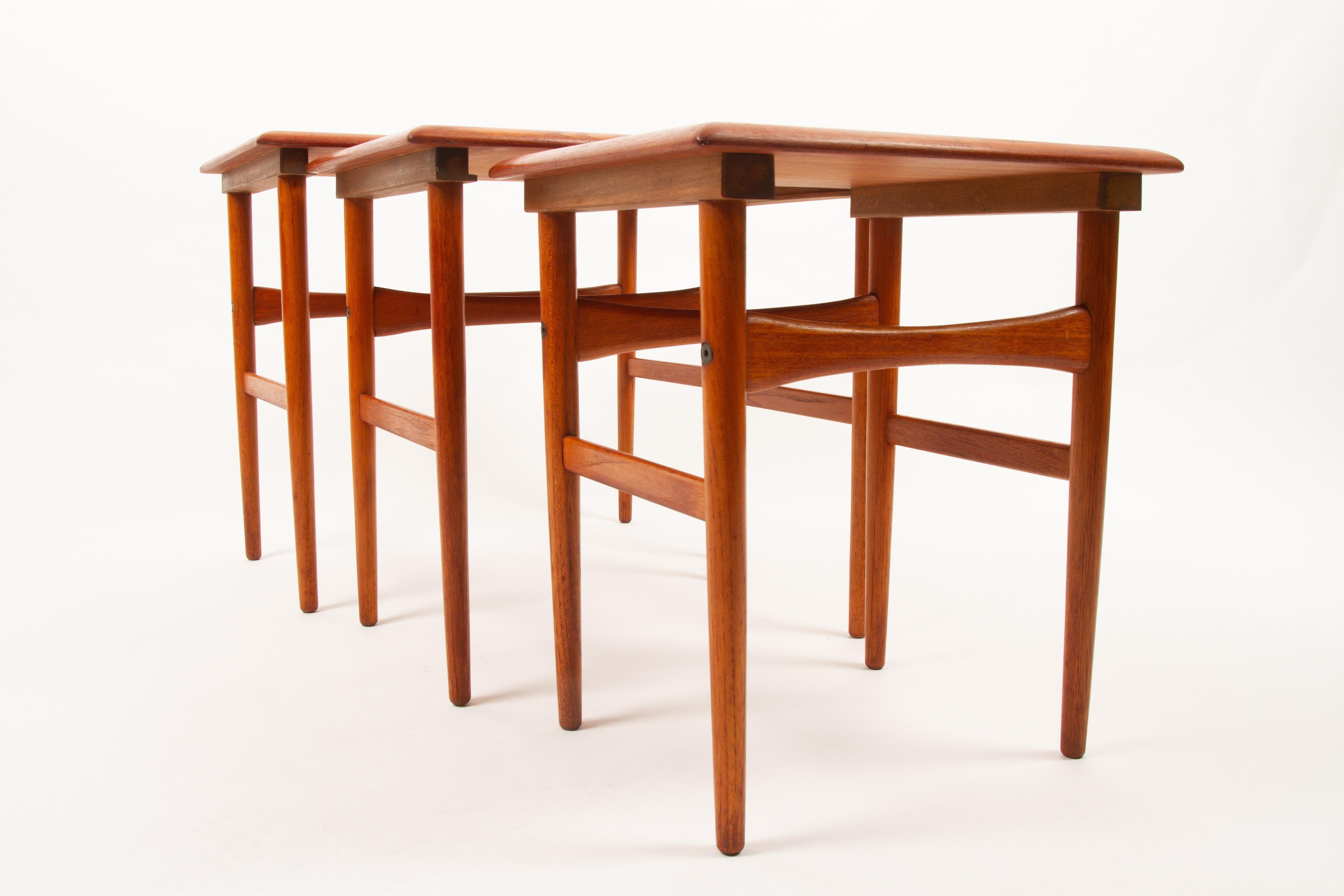 Scandinavian Modern Danish Vintage Nesting Tables 1960s Set of 3