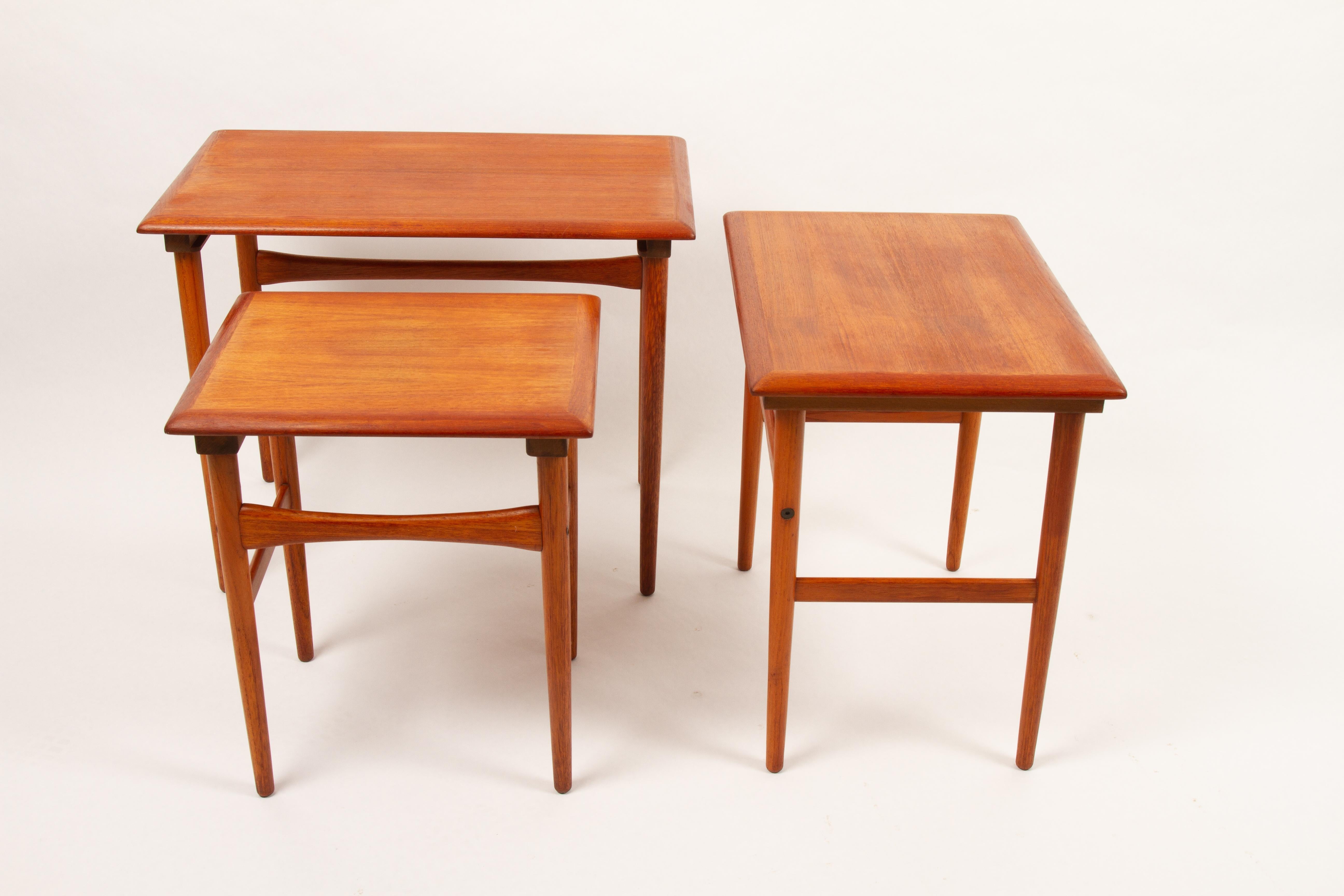 Mid-20th Century Danish Vintage Nesting Tables 1960s Set of 3