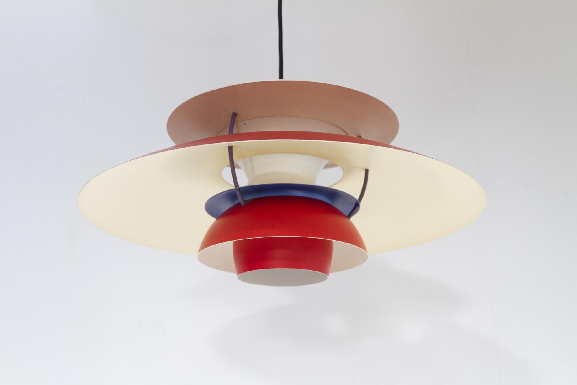 Mid-20th Century Danish Vintage Red Ceiling Pendant PH5 by Poul Henningsen, 1960s