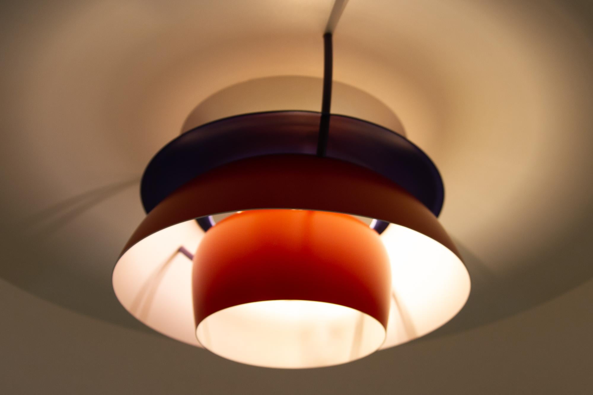 Danish Vintage Red Ceiling Pendant PH5 by Poul Henningsen, 1970s 3