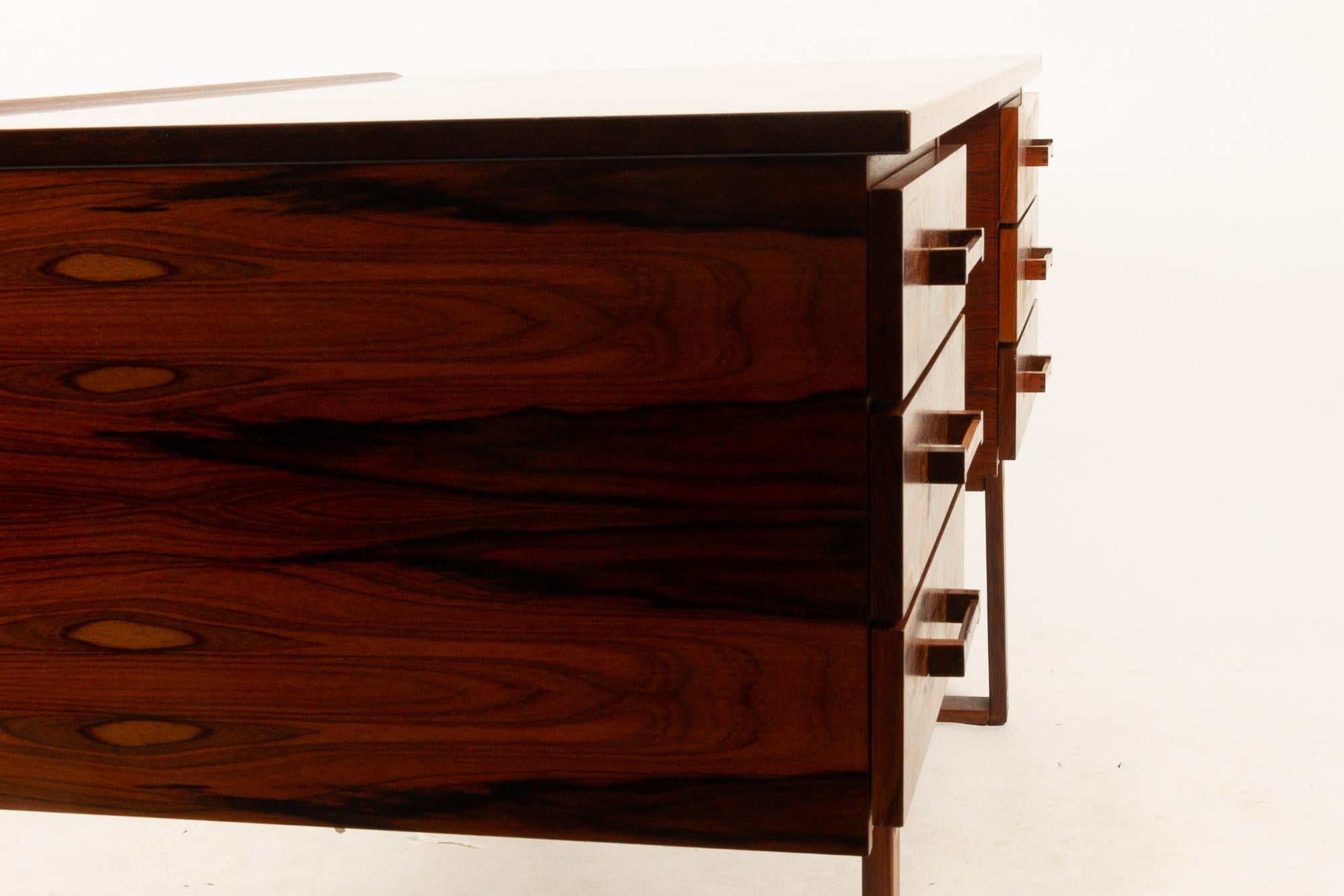 Danish Vintage Rosewood Desk by Henning Jensen & Torben Valeur, 1960s 11