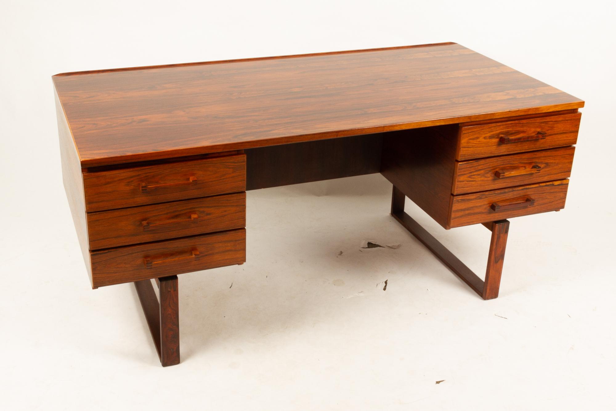 Mid-Century Modern Danish Vintage Rosewood Desk by Henning Jensen & Torben Valeur, 1960s