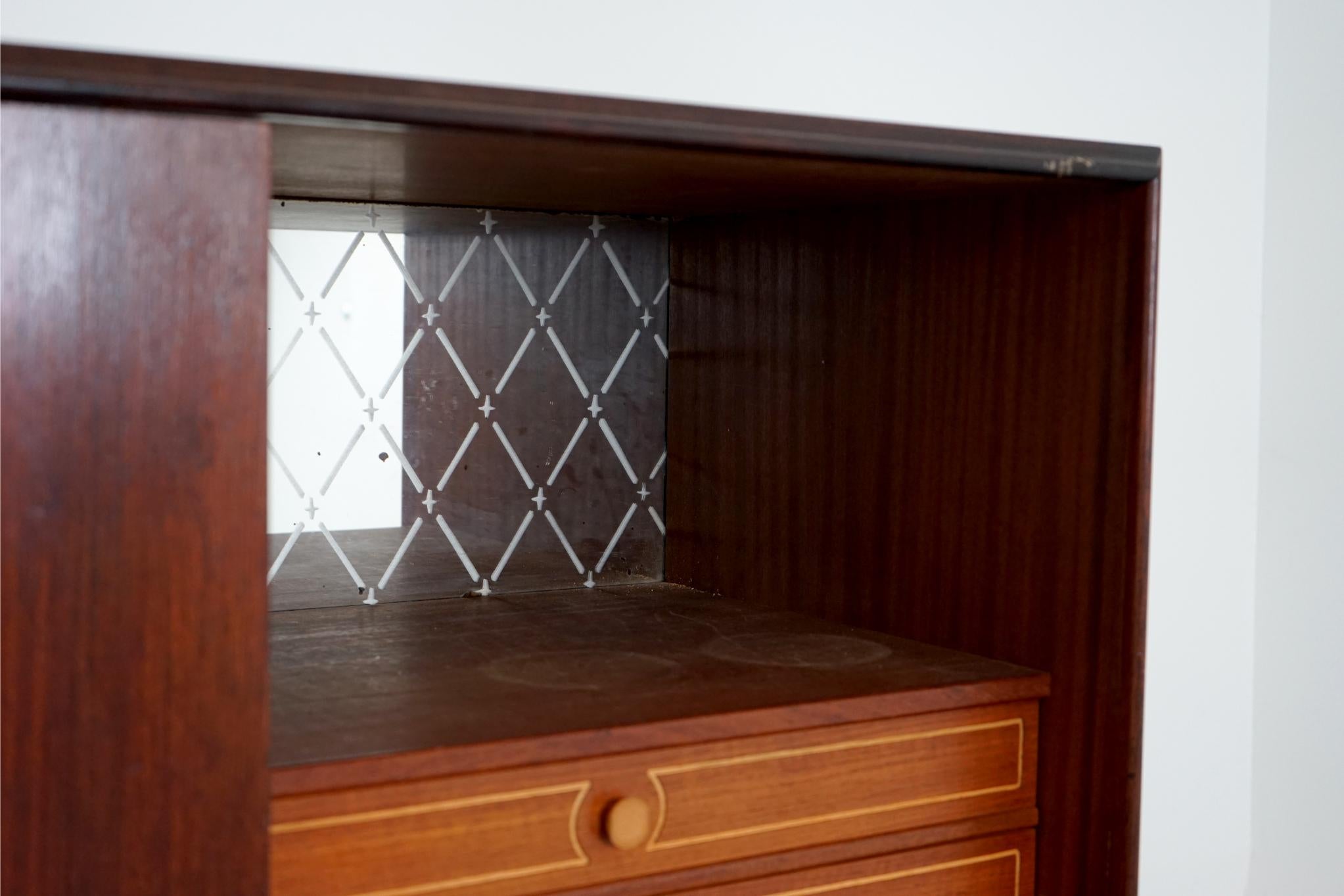 Mirror Danish Vintage Rosewood Sideboard with Bar For Sale