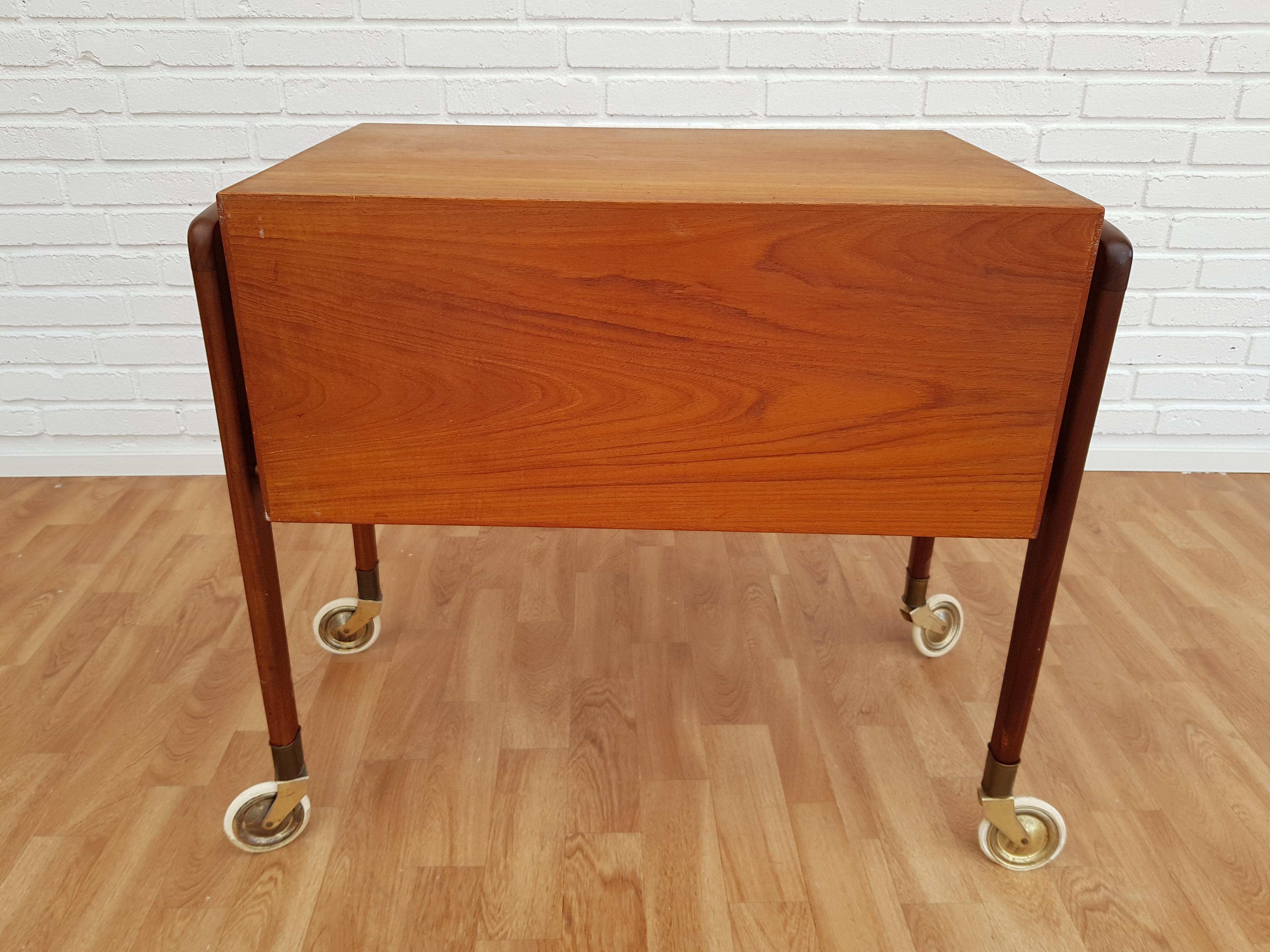 Danish Vintage Sewing Commode, Teak Wood For Sale 6