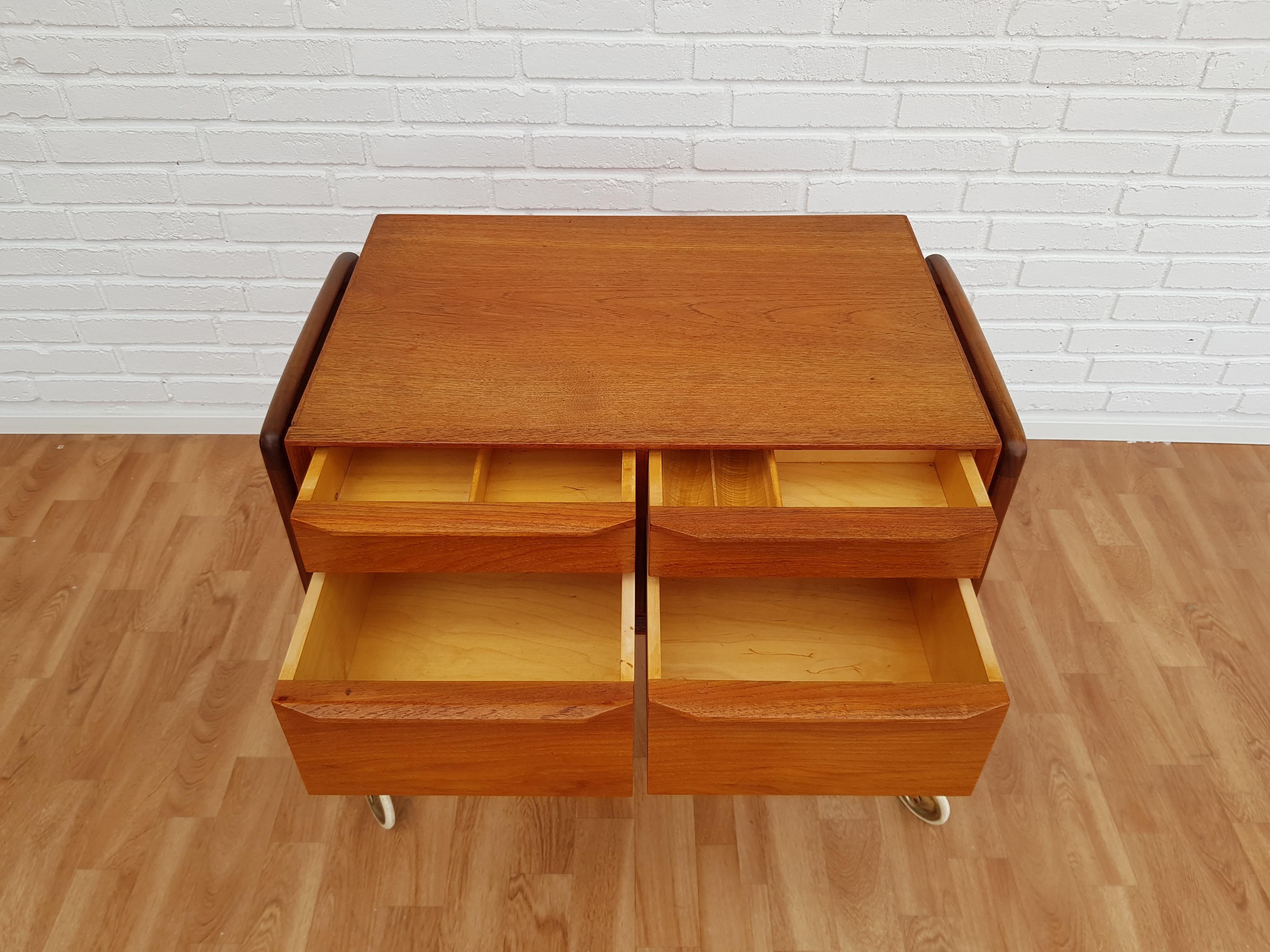Danish Vintage Sewing Commode, Teak Wood In Good Condition For Sale In Tarm, DK