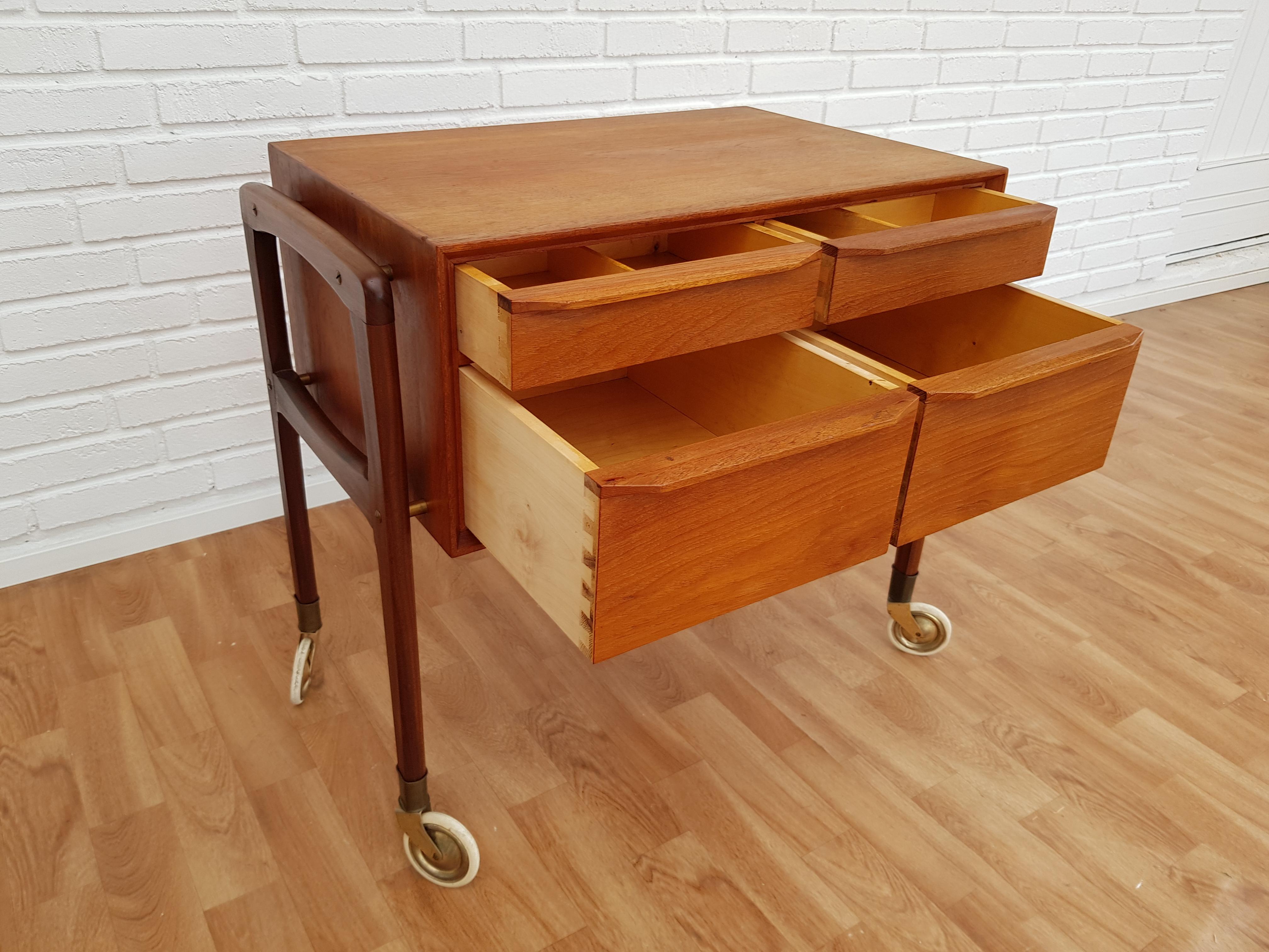 Mid-20th Century Danish Vintage Sewing Commode, Teak Wood For Sale