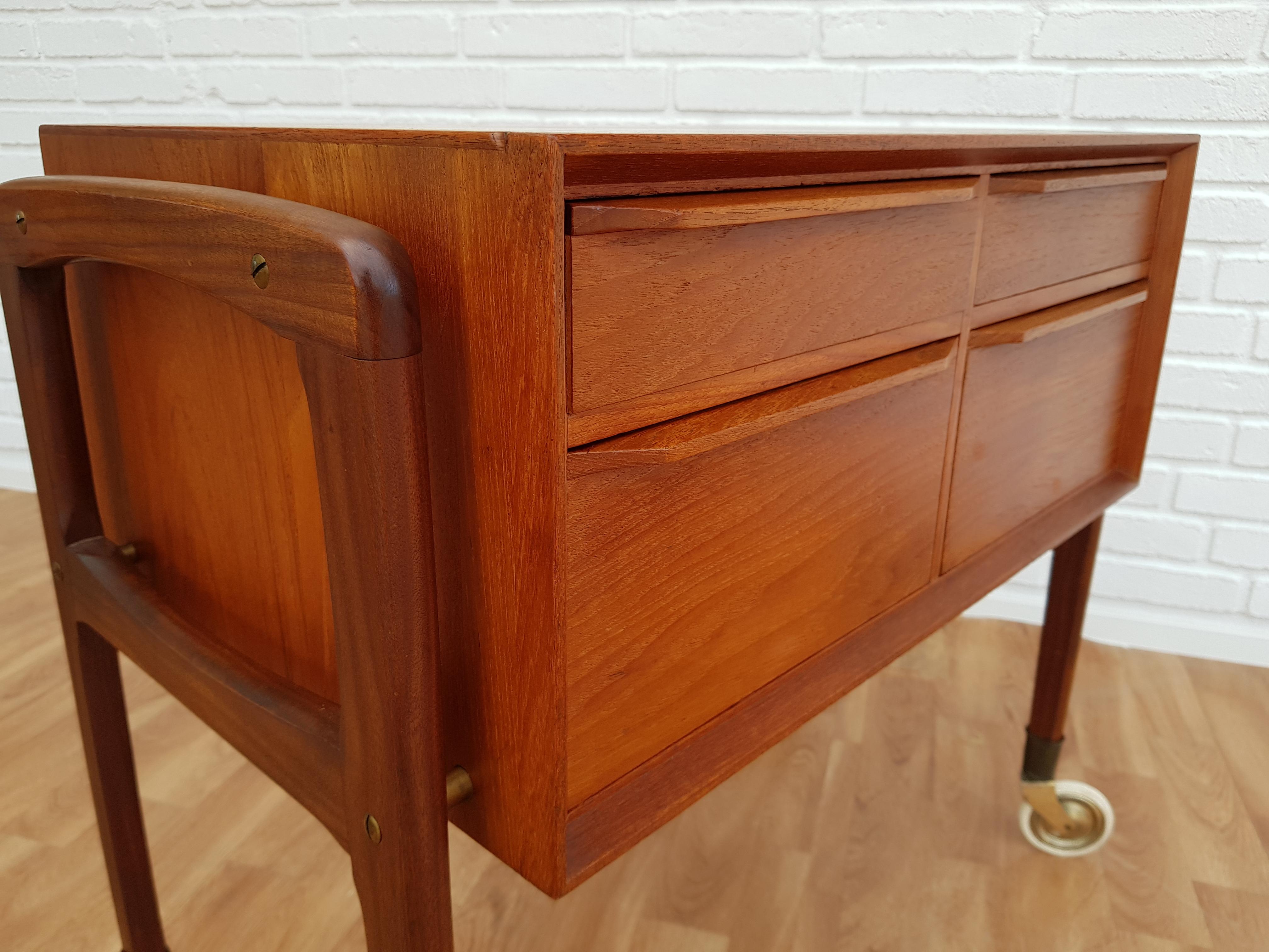 Danish Vintage Sewing Commode, Teak Wood For Sale 3