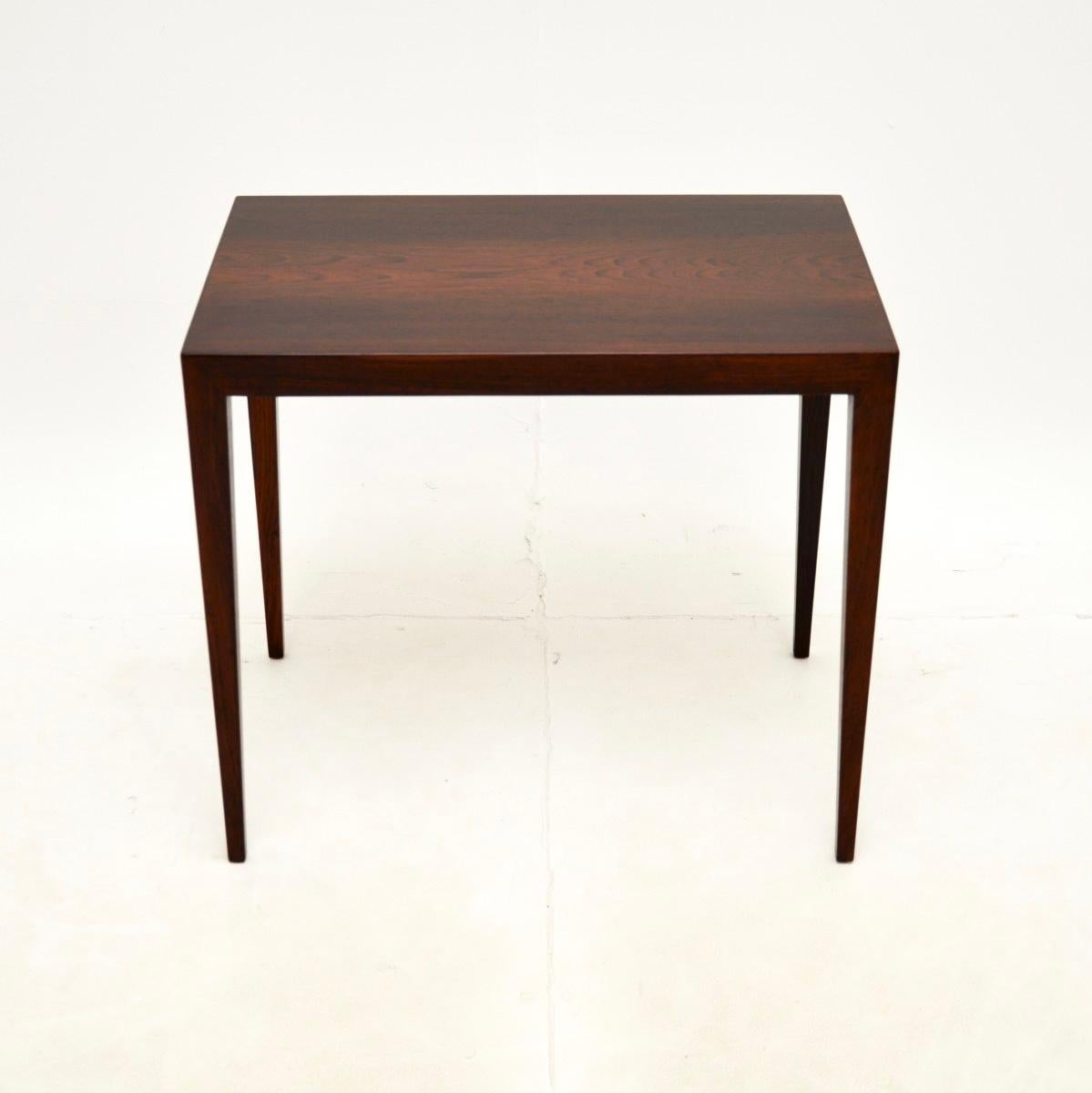 A superb Danish vintage side table by Severin Hansen for Haslev, dating from the 1960’s

The quality is amazing, this is beautifully designed and superbly constructed. It can be used as a coffee or side table, it is a useful and versatile size.

We