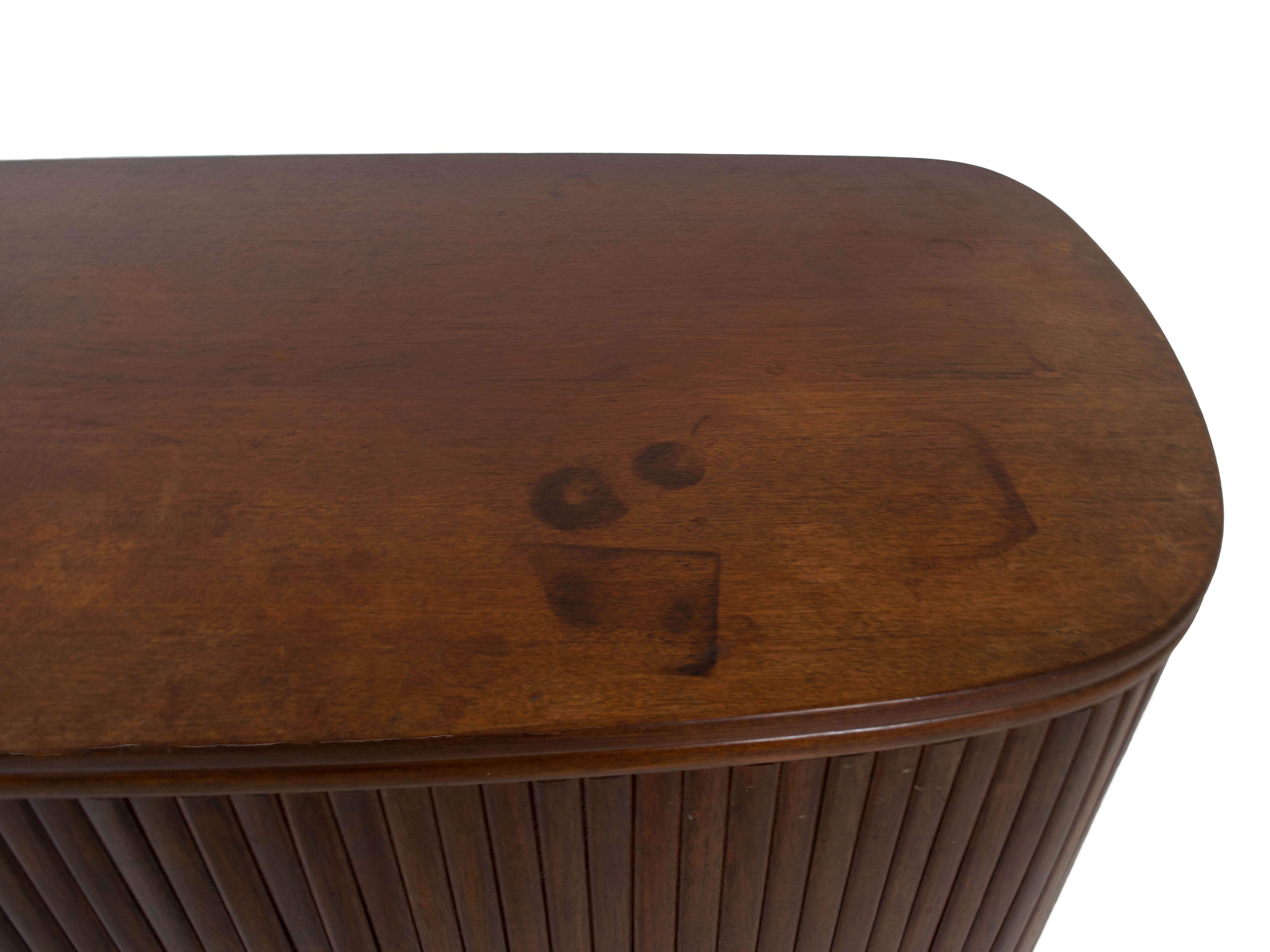 Danish Vintage Sideboard with Tambour Doors in Teak Veneer, 1950s 8