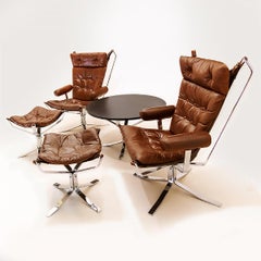 Chaises danoises vintage Superstar en chrome et cuir Sigurd Ressell de style Falcon