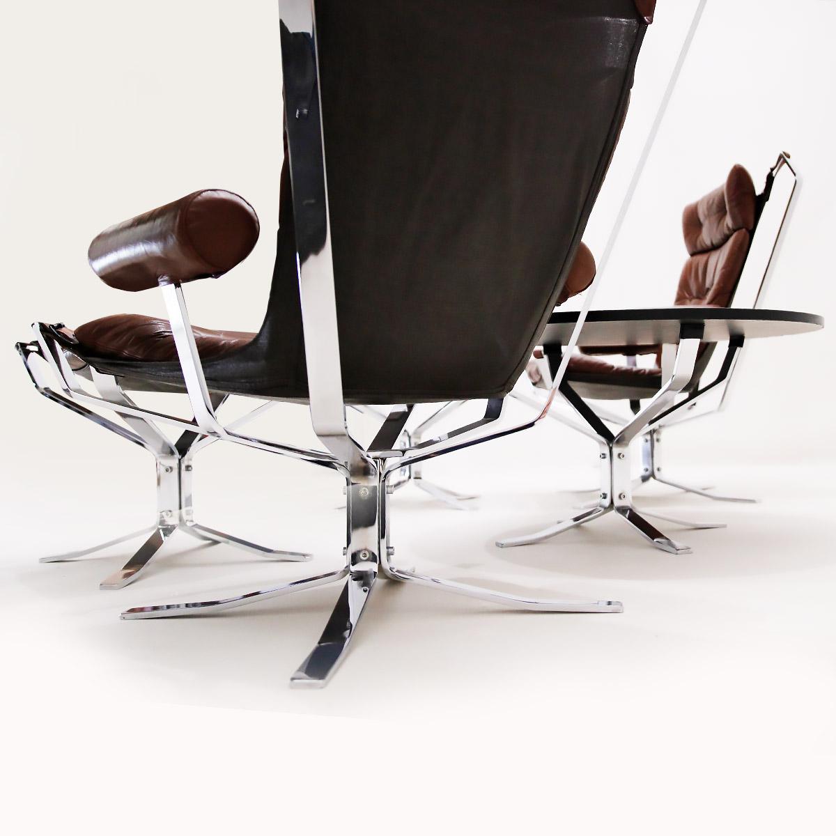 Mid-Century Modern Danish Vintage 'Superstar' Chrome and Leather Sigurd Ressell Falcon Style Chairs