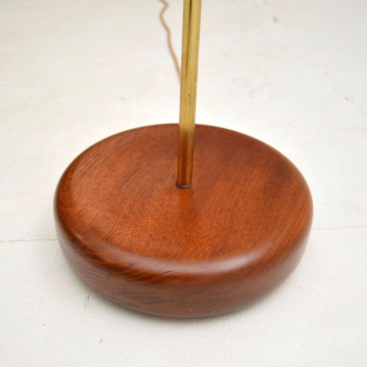 Danish Vintage Teak and Brass Floor Lamp For Sale at 1stDibs