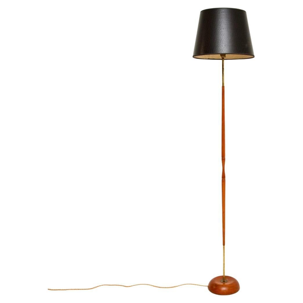 Danish Vintage Teak and Brass Floor Lamp