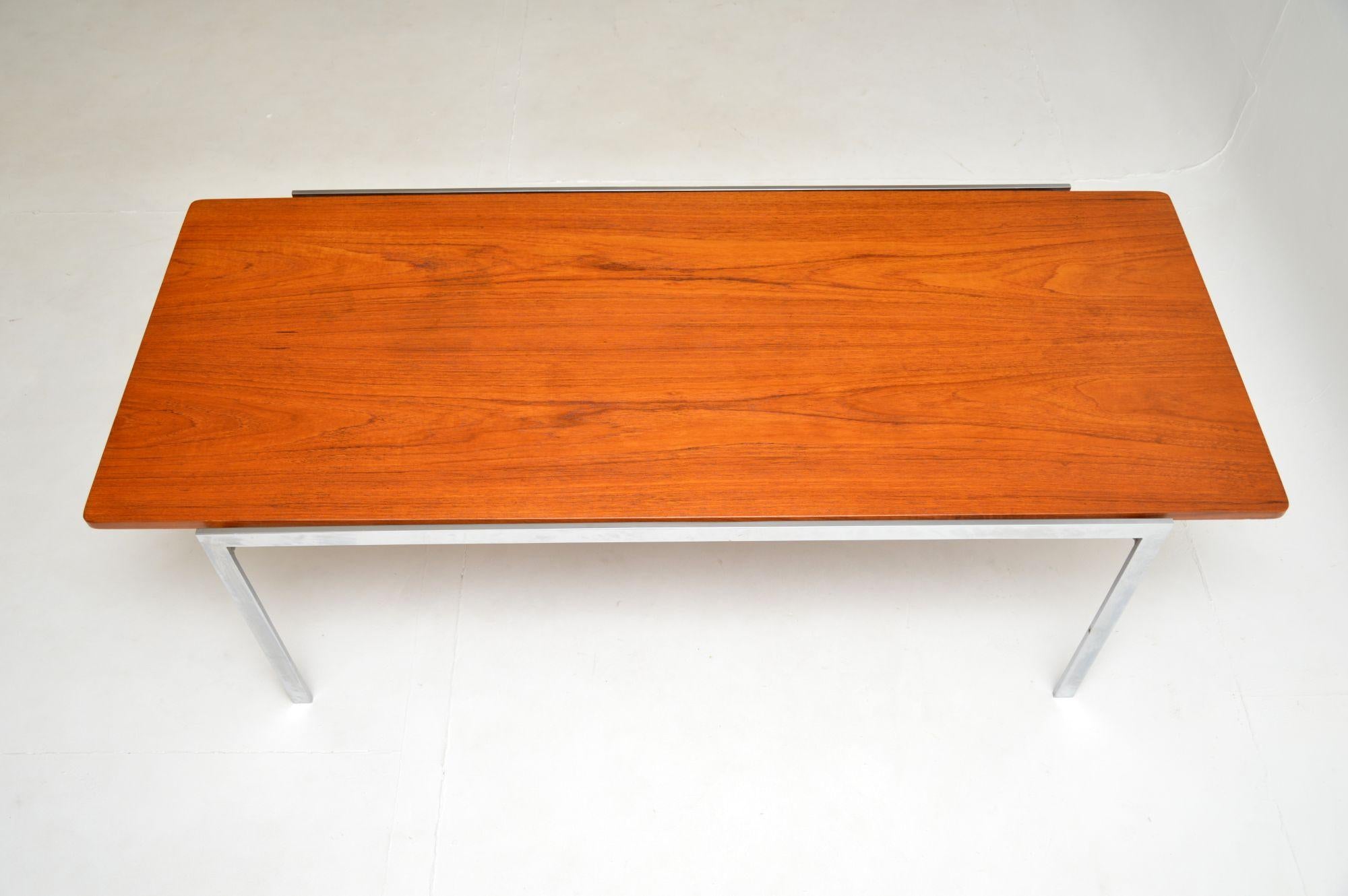 Mid-20th Century Danish Vintage Teak and Chrome Coffee Table by Arne Jacobsen For Sale