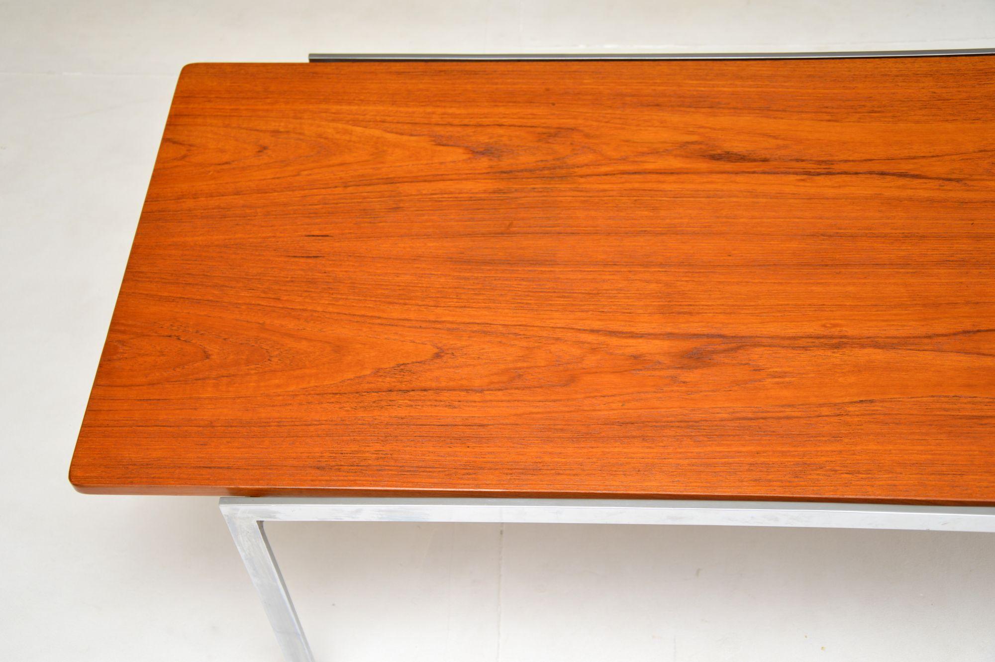 Danish Vintage Teak and Chrome Coffee Table by Arne Jacobsen For Sale 1