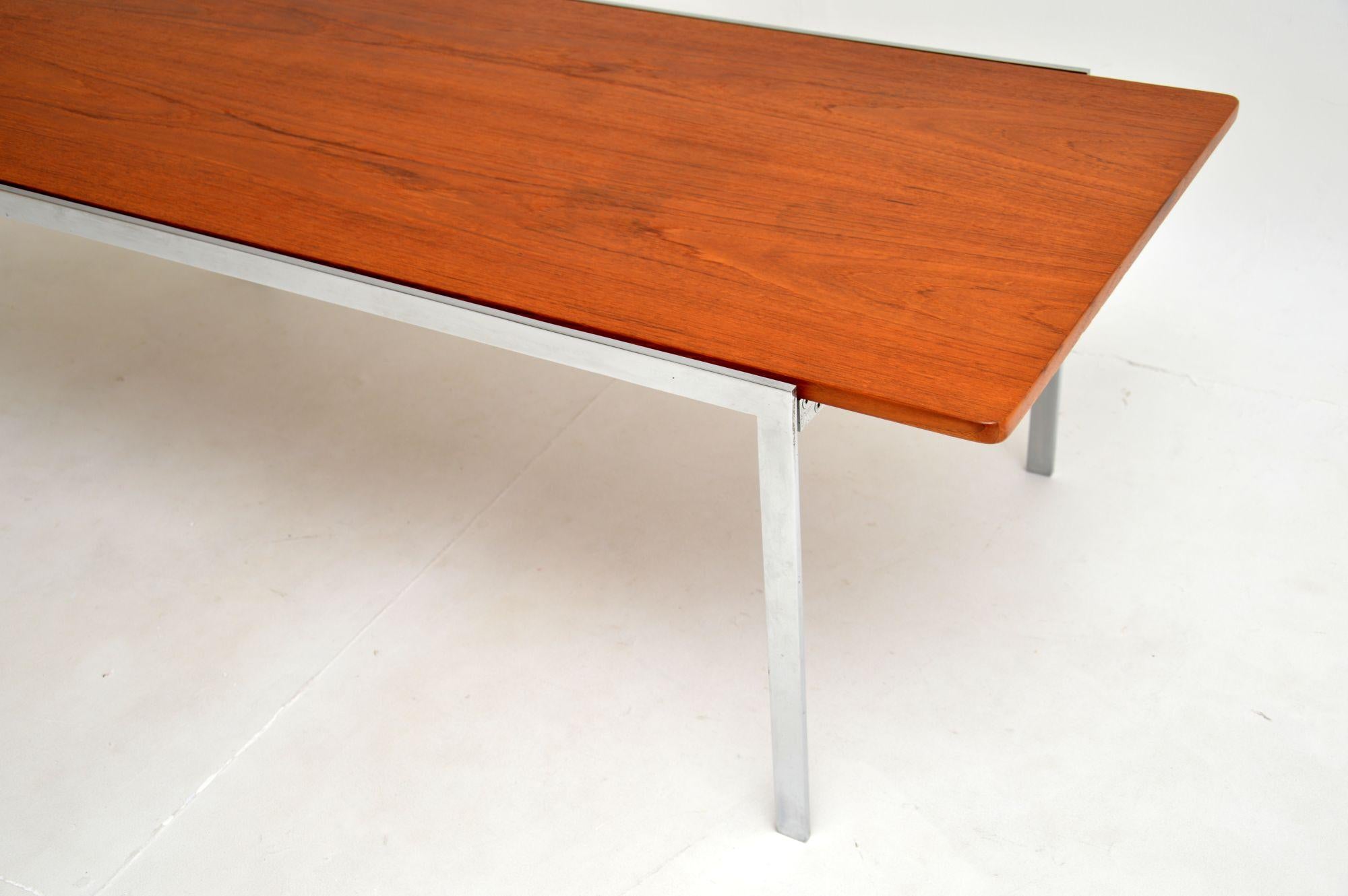Danish Vintage Teak and Chrome Coffee Table by Arne Jacobsen For Sale 4