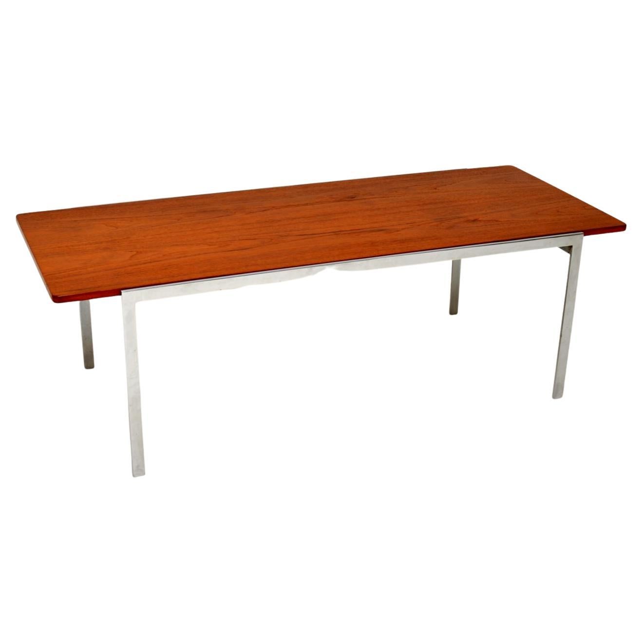 Danish Vintage Teak and Chrome Coffee Table by Arne Jacobsen For Sale