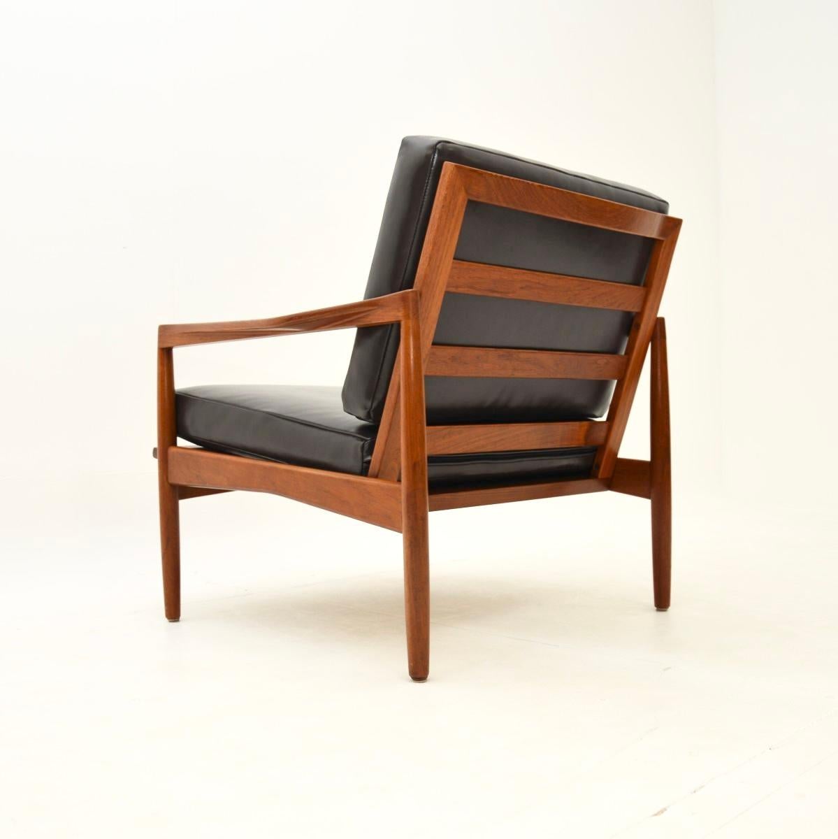 Fauteuil danois vintage en teck et cuir de Christian Jensen pour Haslev Bon état - En vente à London, GB